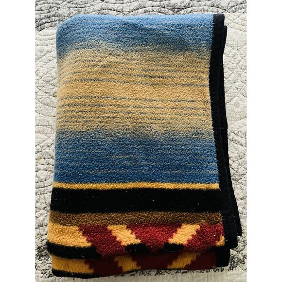 Vtg BIEDERLACK Blanket Throw Western Native Aztec Southwestern Thunderbird Eagle - Picture 7 of 14
